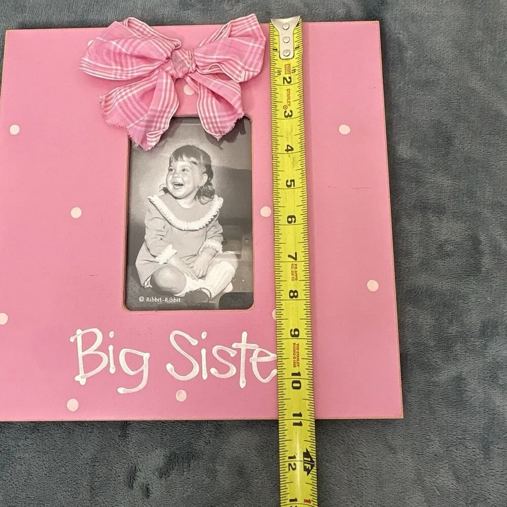Wooden Big Sister Picture Frame Ribbit-Ribbit Pink 3x4